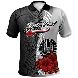 Tahiti Polynesian Custom Personalised Polo Shirt - Coat Of Arm With Hibiscus White
