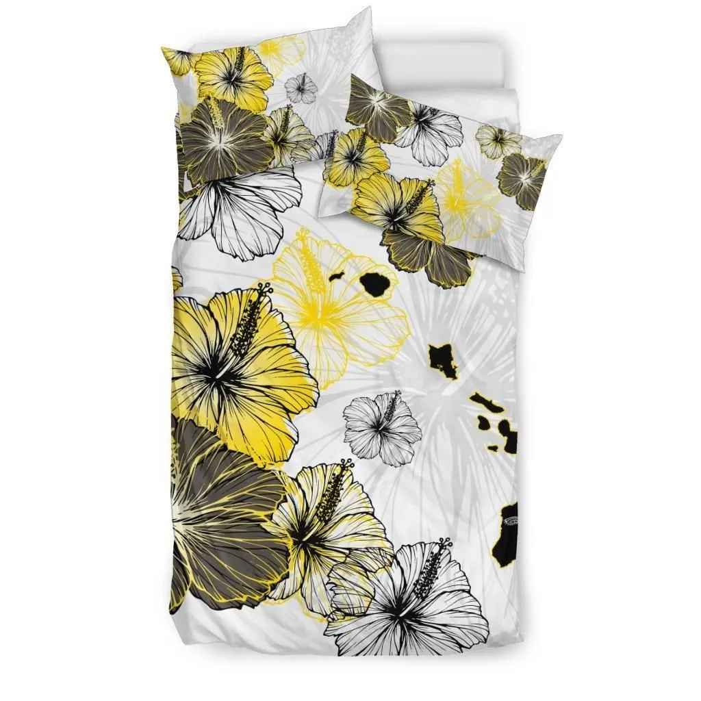 Alohawaii Bedding Set - Cover and Pillow Cases Hawaiian  Map Turtle Hibiscus Polynesian - AH J2