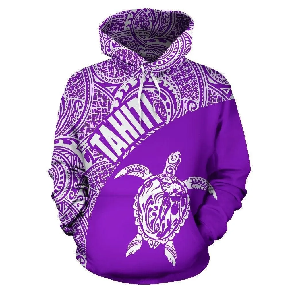 Tahiti Hoodie - Tahiti Turtle Mermaid Polynesian Tattoo Blue and White Version6