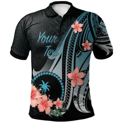 Chuuk Personalised Custom Polo Shirt - Turquoise Polynesian Hibiscus Pattern Style