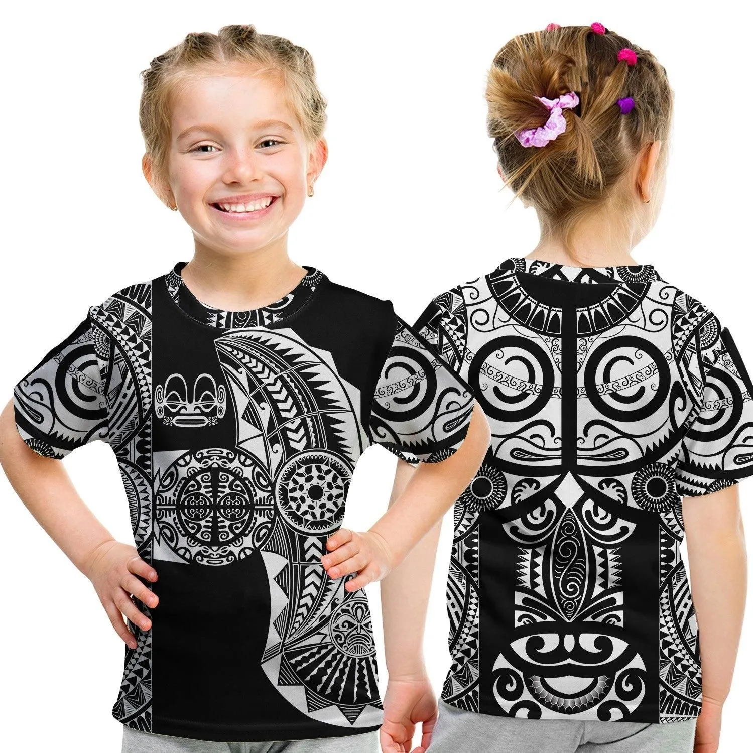 Marquesas Islands T Shirt KID Marquesan Tattoo Original Style - Black LT8