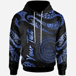 Palau Polynesian Custom Personalised Hoodie - Poly Tattoo Blue Version