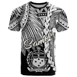 Samoa Polynesian T shirt - Tribal Wave Tattoo White