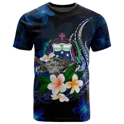 Samoa Polynesian T shirt - Turtle With Plumeria Flowers