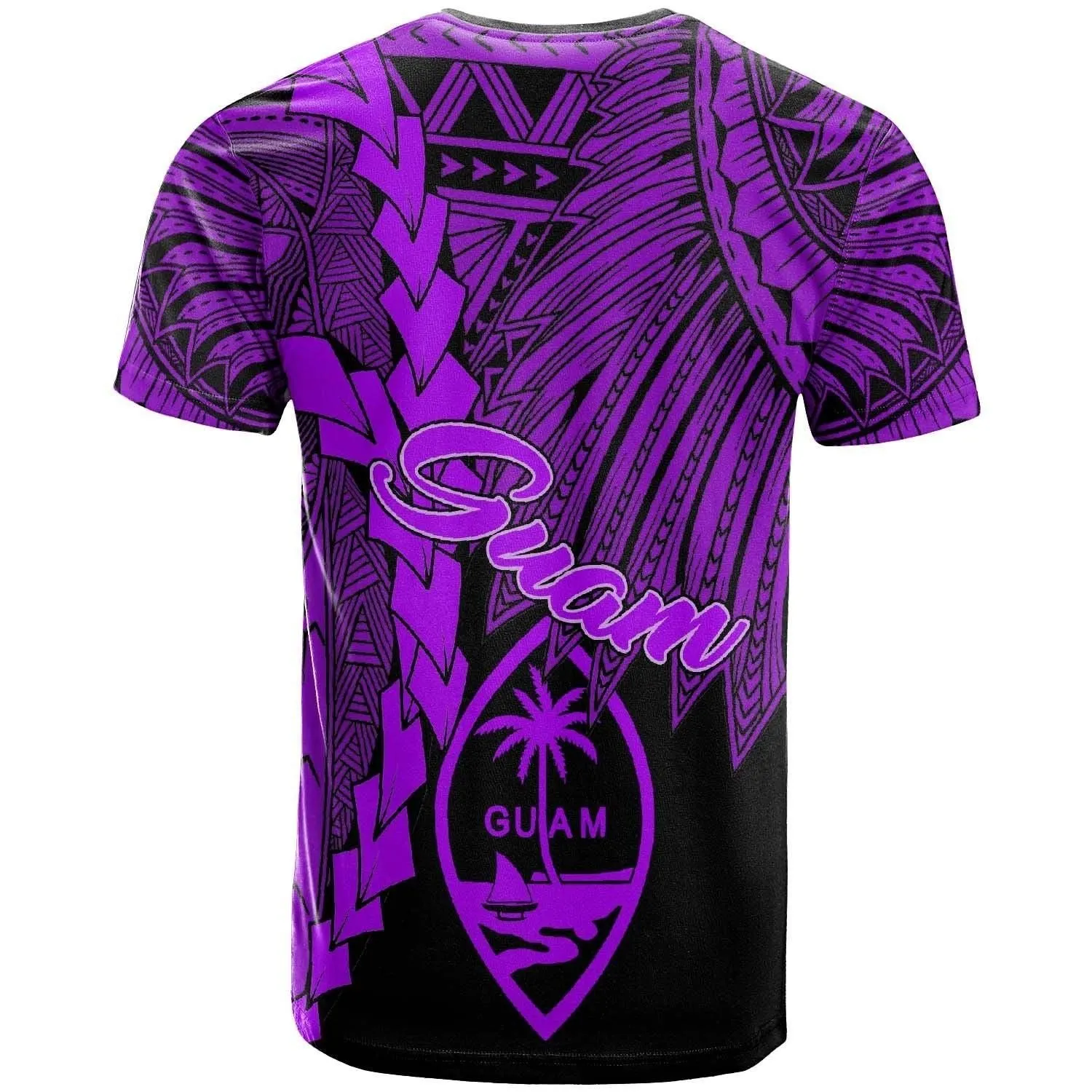 Guam Polynesian Custom Personalised T shirt - Tribal Wave Tattoo Purple