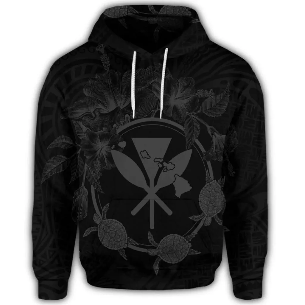 Alohawaii Hoodie - Hawaiian Kanaka Turtle Hibiscus Polynesian Hoodie - Anthea Style Gray - AH - J4R