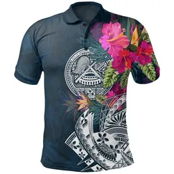 American Samoa Polo Shirt - Polynesian Hibiscus with Summer Vibes (No Text)