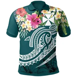 Wallis and Futuna Polynesian Polo Shirt - Summer Plumeria (Turquoise)