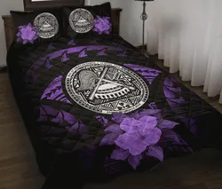 American Samoa Polynesian Hibiscus Purple Quitl Bedding Set RBSMT JIOBDIO