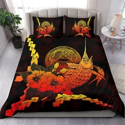 American Samoa Polynesian Bedding Set - Swordfish With Hibiscus
