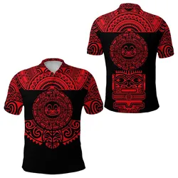 Marquesas Islands Polo Shirt Marquesan Tattoo Simplified Version - Red LT8