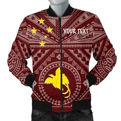 FamilyGaterJacket - Bomber Jacket Papua New Guinea Personalised - Flag With Polynesian Patterns (Black) - BN25