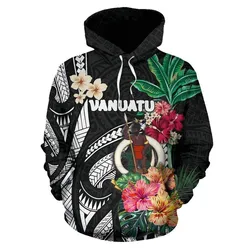 Alohawaii Clothing - Hoodie Vanuatu Coat Of Arms Polynesian With Hibiscus Th5