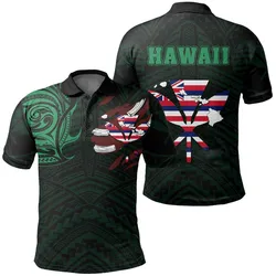 Hawaiian Kanaka Polo Shirt Heart Tattoo Green