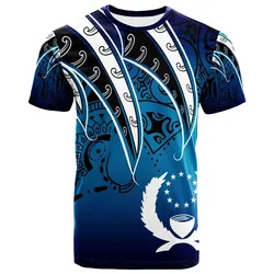 Pohnpei T shirt - Tropical Leaf Blue Gradient Style