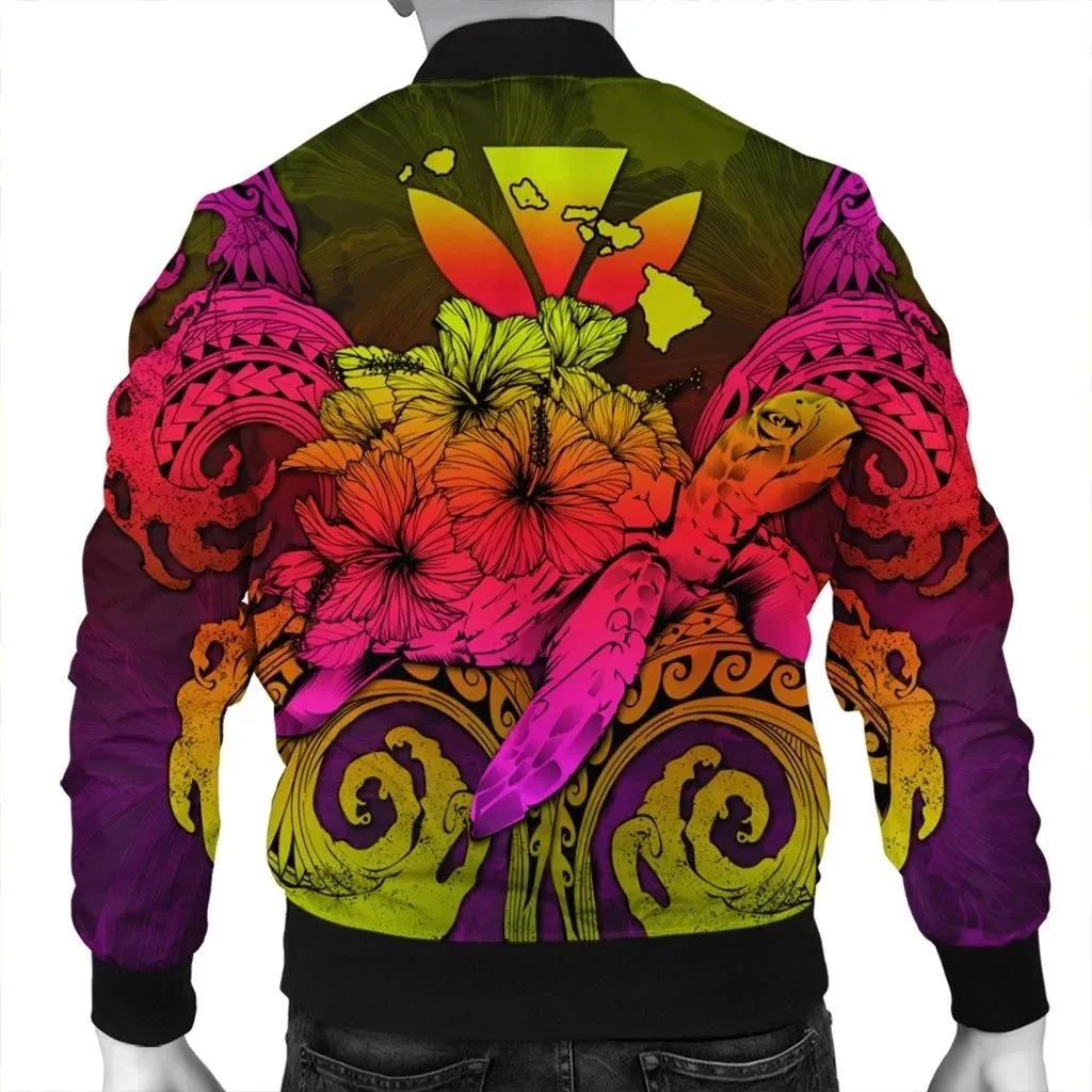 Alohawaii Jacket - Hawaii Turtle Wave Polynesian Bomber Jacket - Hey Style Pinky - AH - J4R