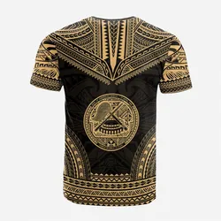 American Samoa Custom Personalised T Shirt - American Samoa Seal Polynesian Chief Tattoo Gold Version