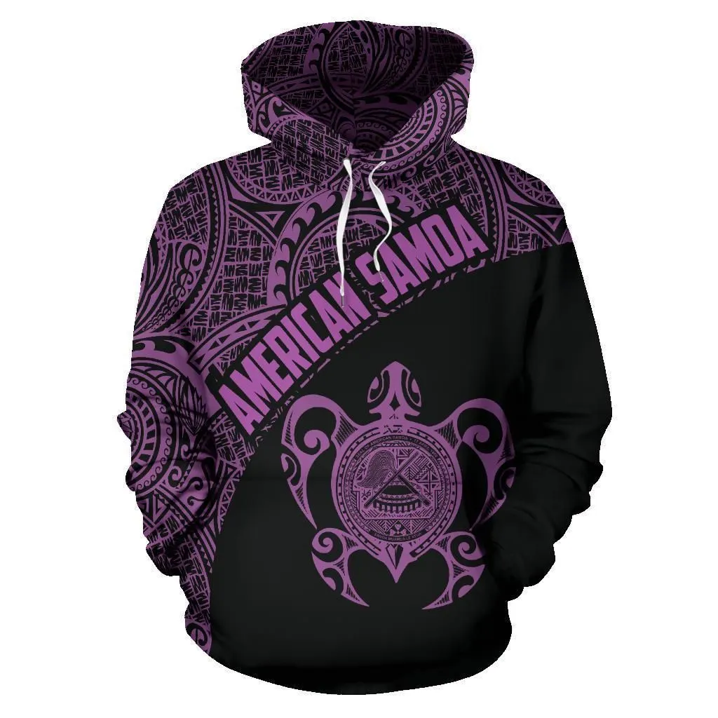 American Samoa Hoodie - American Samoa Seal In Turtle Polynesian Tattoo Purple