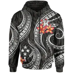 Alohawaii Clothing - Hoodie Kosrae Micronesian - Black Plumeria - BN11