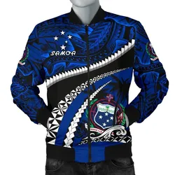 Samoa Men Bomber Jacket Polynesian Shark Tattoo