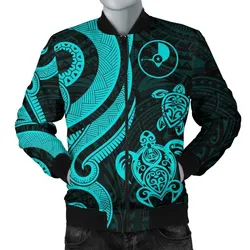 Yap Micronesian Men Bomber Jacket - Turquoise Tentacle Turtle