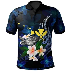 Polynesian Hawaii Polo Shirt - Turtle With Plumeria Flowers
