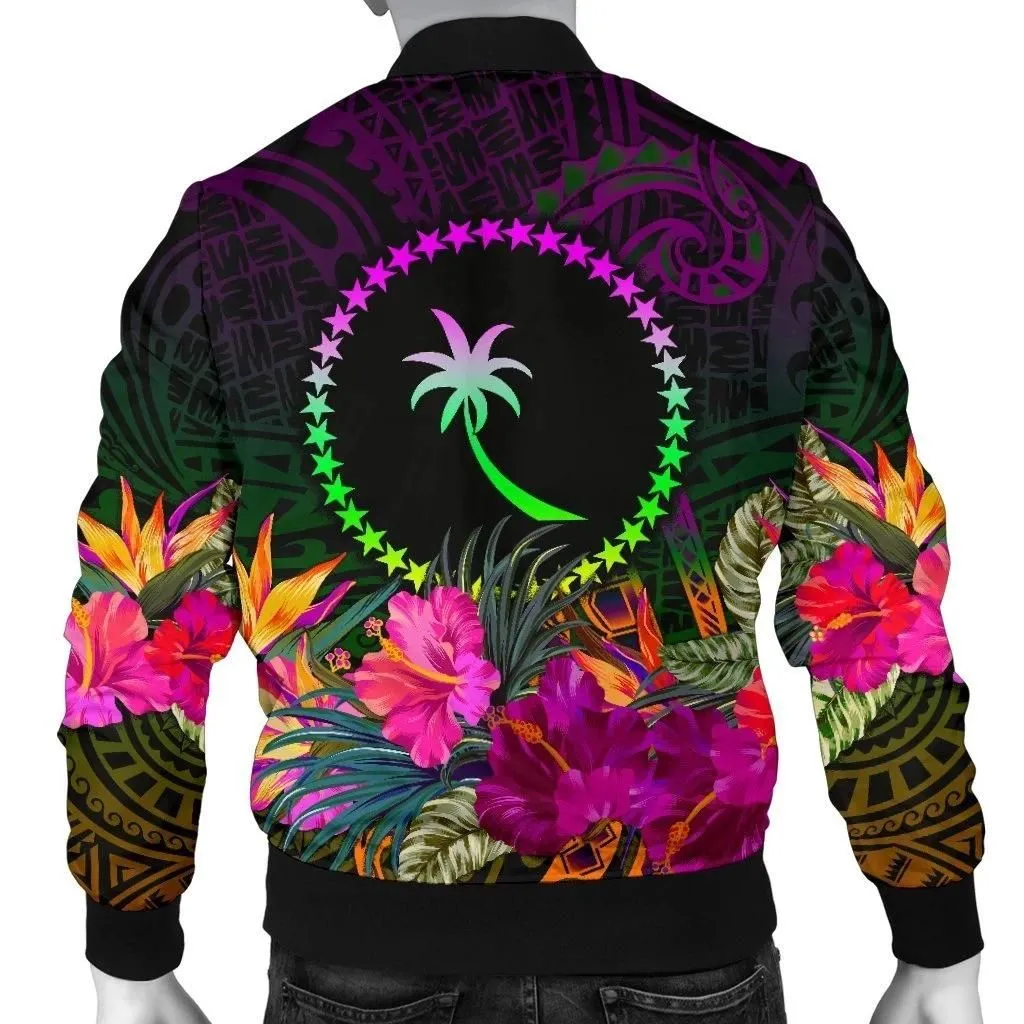 Chuuk Men's Bomber Jacket - Summer Hibiscus - BN15