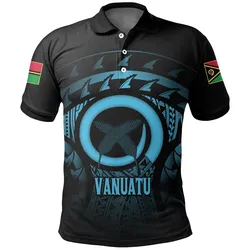 Vanuatu Turtle Hibiscus Polo Shirt (Blue)