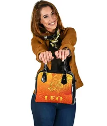 Sun In Leo Zodiac Shoulder Handbag Polynesian Tattoo Simple - Orange