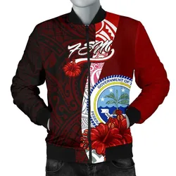 Federated States Of Micronesia Mens Bomber Jacket - Coat Of Arm With Hibiscus