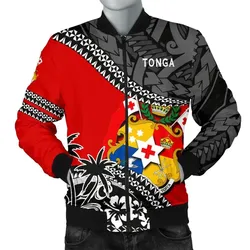 Tonga Men's Bomber Jacket Polynesian Style Fall In The Wave K7