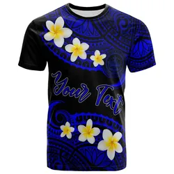 Palau Custom Personalised T-Shirt - Plumeria Polynesian Vibe Blue