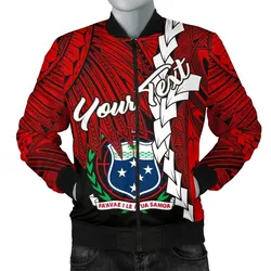 Samoa Polynesian Custom Personalised Bomber Jacket - Tribal Wave Tattoo Flag Color