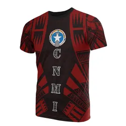 Northern Mariana Islands T shirt - C N M I FLag Polynesian Tattoo Red Style