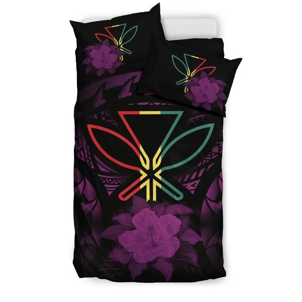 Kanaka Maoli Purple Hibiscus Rising Bedding Set A02