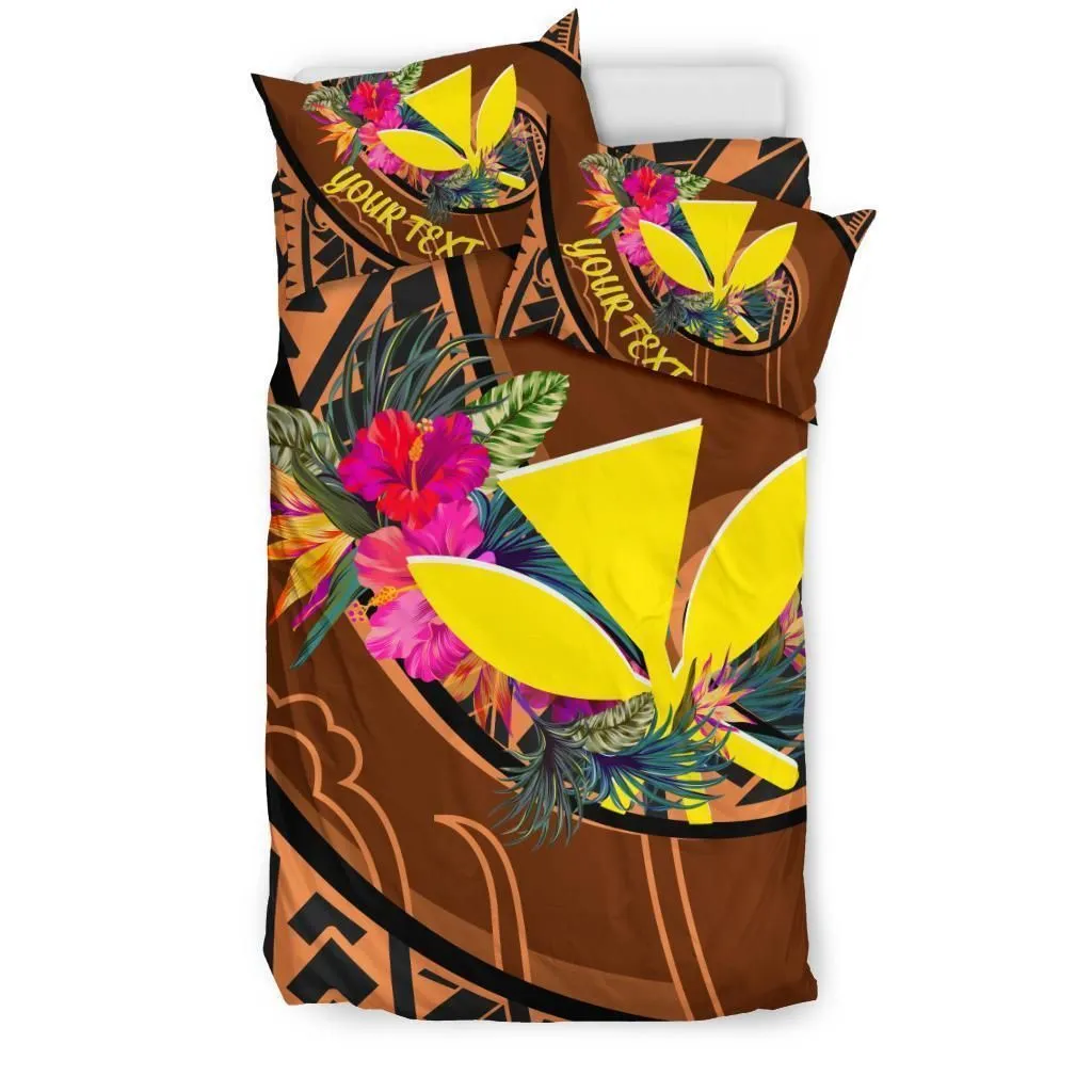Hawaii Kanaka Maoli Personalised Bedding Set - Polynesian Hook And Hibiscus