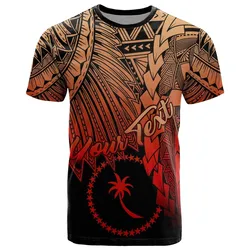 Chuuk Polynesian Custom Personalised T Shirt - Tribal Wave Tattoo Red Ver 2