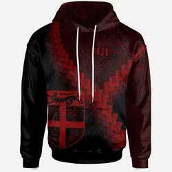 Alohawaii Clothing - Hoodie Fiji - Fiji Coat Of Arms With Polynesian Tattoo Red - BN22