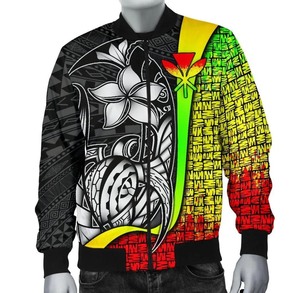 Polynesian Hawaii Men Bomber Jacket Reggae - Turtle with Hook