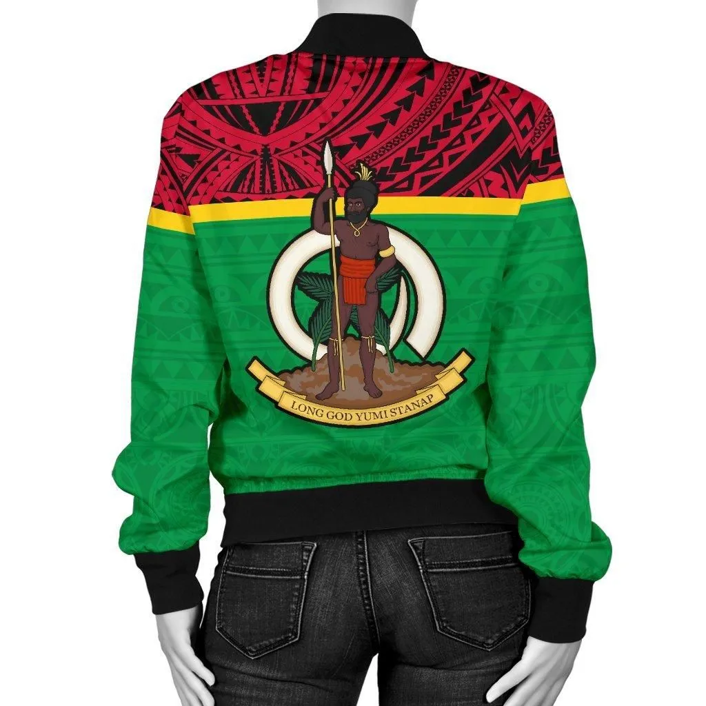 Vanuatu Womens Bomber Jacket - Polynesian Design