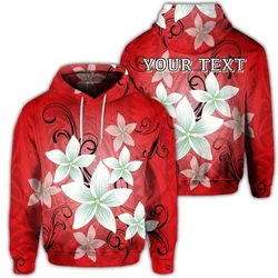 (Personalised) Hawaiian Plumeria Polynesian Hoodie - Red - AH