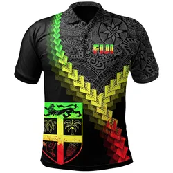 Fiji Polo Shirt - Fiji Coat Of Arms With Polynesian Tattoo Reggae