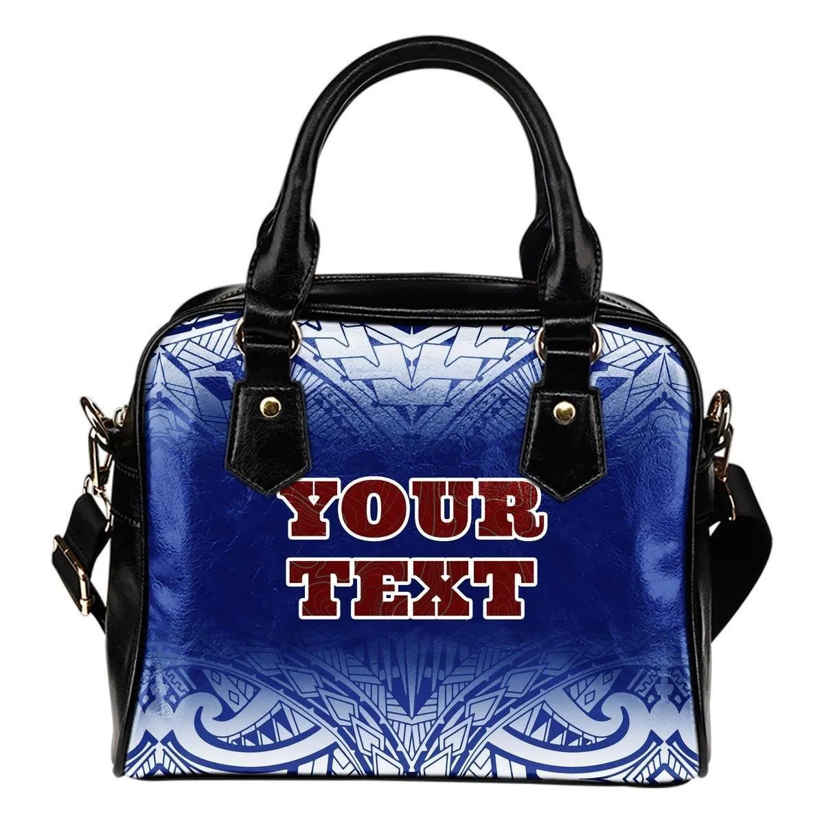 Samoa Custom Personalised Shoulder Handbag- Polynesian Fog Blue