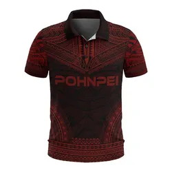 Pohnpei Polo Shirt - Pohnpei Flag Polynesian Chief Tattoo Red Version