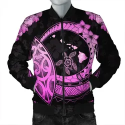 Alohawaii Jacket - Hawaii Turtle Hibiscus Map Polynesian Bomber Jacket Pink - AH - JR