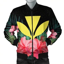 Hawaii Kanaka Tropical Hibiscus Bomber Jacket - AH