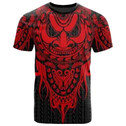 Polynesian All Over T-Shirt - Tattoo Tiki Mask Red - BN12