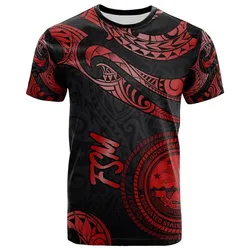 Federated States Of Micronesia T-Shirt - Poly Tattoo Red Version
