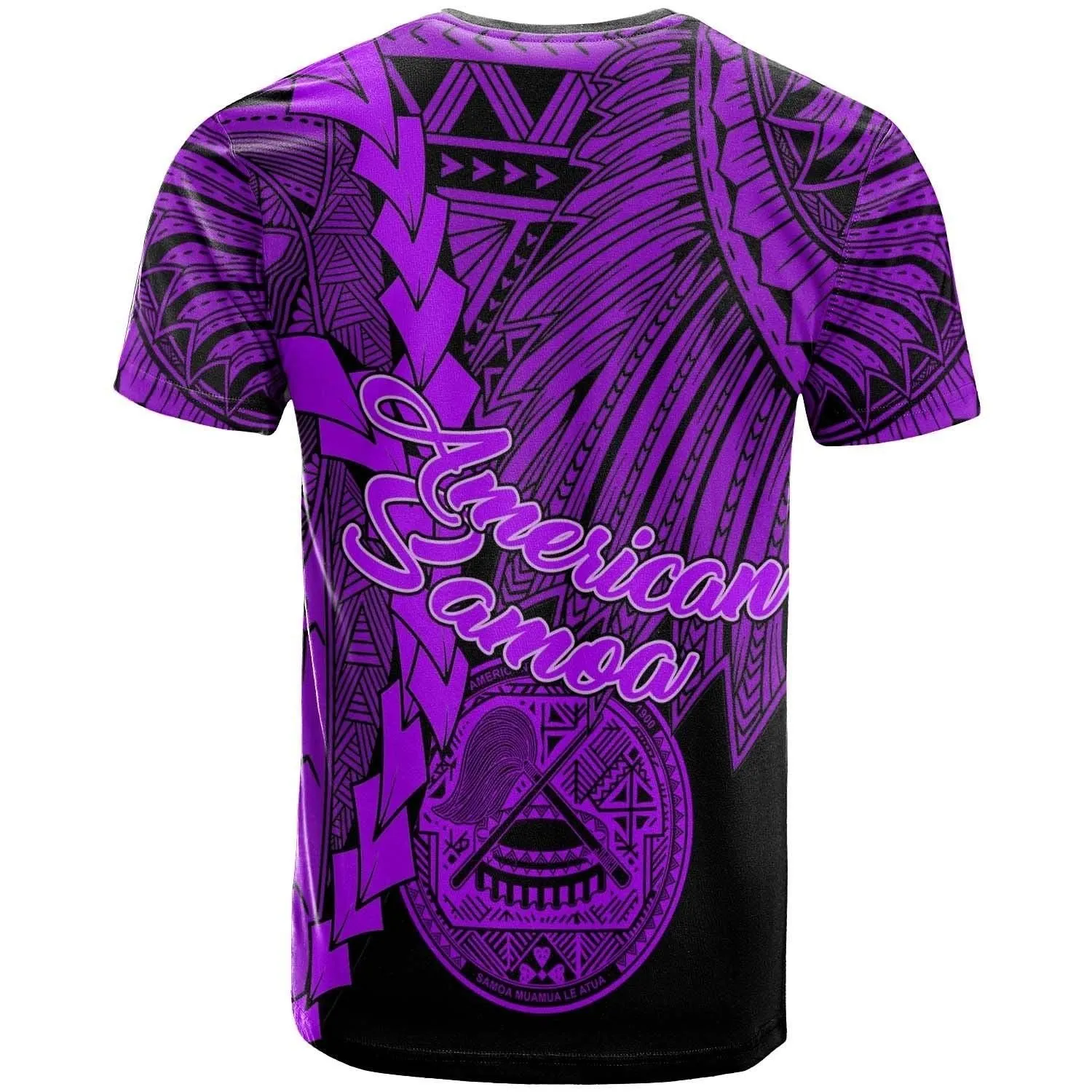 American Samoa Polynesian Custom Personalised T Shirt - Tribal Wave Tattoo Purple