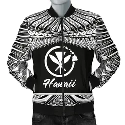 Hawaii Polynesian Mens Bomber Jacket - Hawaii Pride White Version